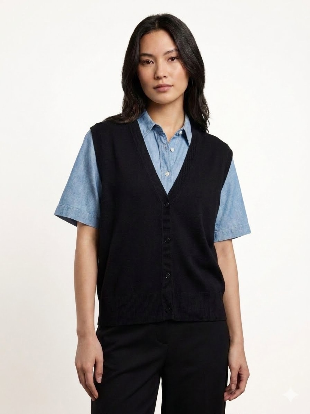 Ricki's viscose Blend Soft Summer V-Neck Button Knit Vest size Large